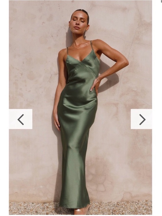 Billy J Dresses & Skirts - Satin Slip Maxi Dress in Olive Green